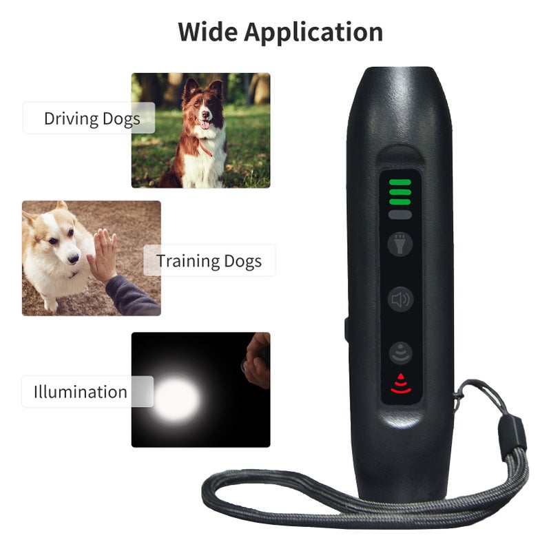 Upgrade Ultrasonic Dog Repeller 3 Modes Portable Chargeable Dog Drive Device with Intelligent High Brightness Flashlight Dog Training Device with LED Indicator Colorful Light Function - Image 2