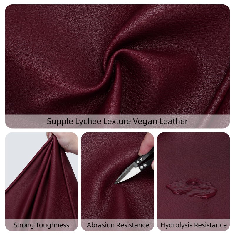 KKXIU Tote Bag for Women Vegan Leather Shoulder Purse Large Capacity Travel Bag - Wine - Image 3