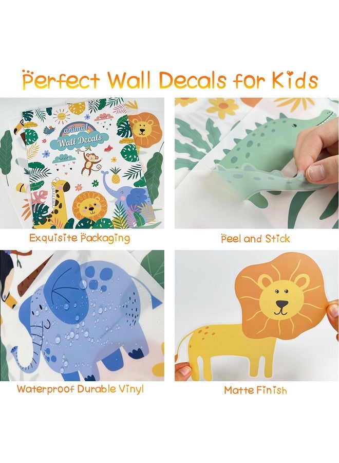 AOWDIAO Animals Wall Decals, Cute Safari Wall Stickers for Baby Kids, Jungle Theme Decor for Nursery, Classroom, Playroom, Bedroom - Image 2