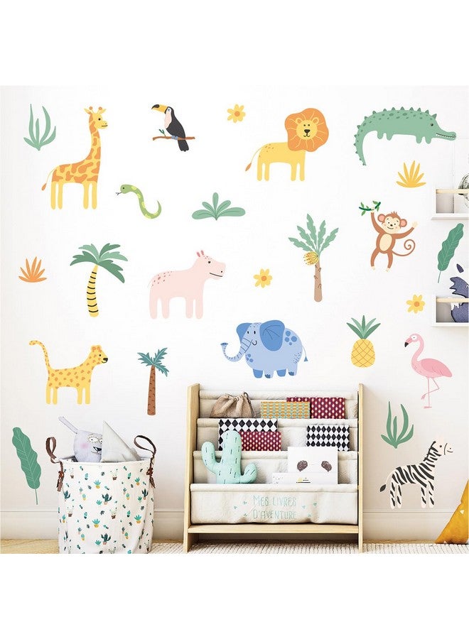 AOWDIAO Animals Wall Decals, Cute Safari Wall Stickers for Baby Kids, Jungle Theme Decor for Nursery, Classroom, Playroom, Bedroom - Image 1