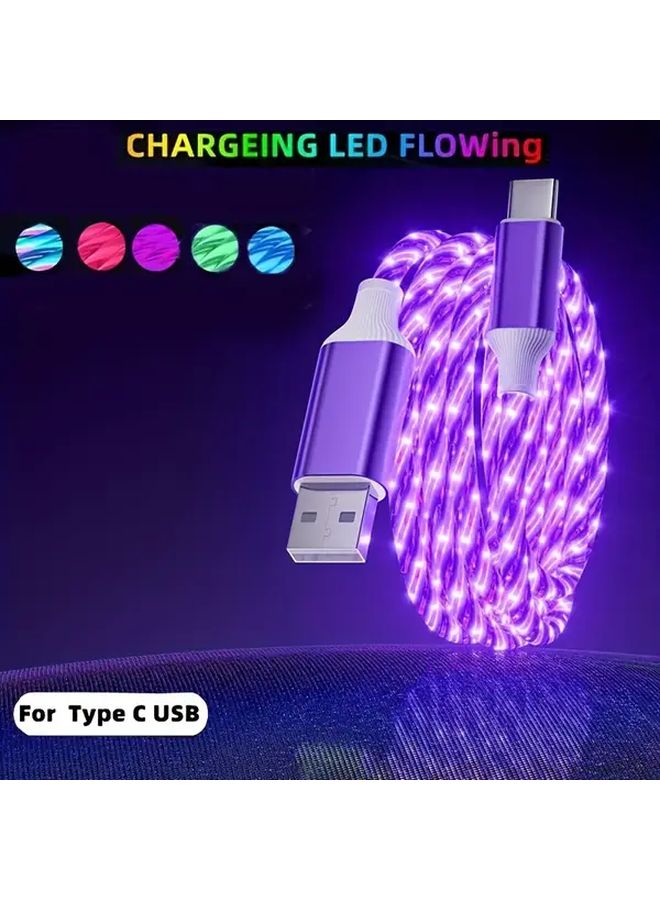 كابل شحن فائق السرعة بلون السماء المرصعة بالنجوم الأرجواني، بطول 39.37 بوصة، ومنفذ USB C - Image 1