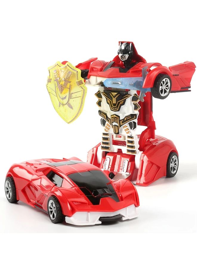 Red Transforming Robot Car Toy Inertia Powered Convertible Action Figure Gift - Image 1