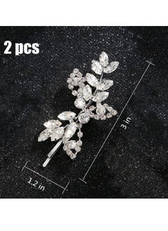 La Jolie Jasmin 2 Pieces Rhinestone Bridal Hair Clips Leaf Bridal Wedding Hair Pins Crystal Hair Clips Silver Rhinestone Jewelry Barrette for Brides Bridesmaids Flower Girls  - Image 2