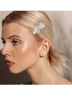La Jolie Jasmin 2 Pieces Rhinestone Bridal Hair Clips Leaf Bridal Wedding Hair Pins Crystal Hair Clips Silver Rhinestone Jewelry Barrette for Brides Bridesmaids Flower Girls  - Image 3