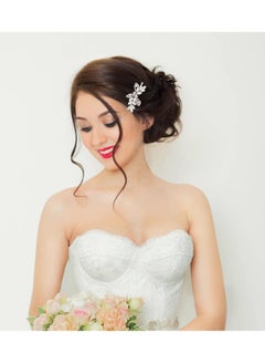 La Jolie Jasmin 2 Pieces Rhinestone Bridal Hair Clips Leaf Bridal Wedding Hair Pins Crystal Hair Clips Silver Rhinestone Jewelry Barrette for Brides Bridesmaids Flower Girls  - Image 4