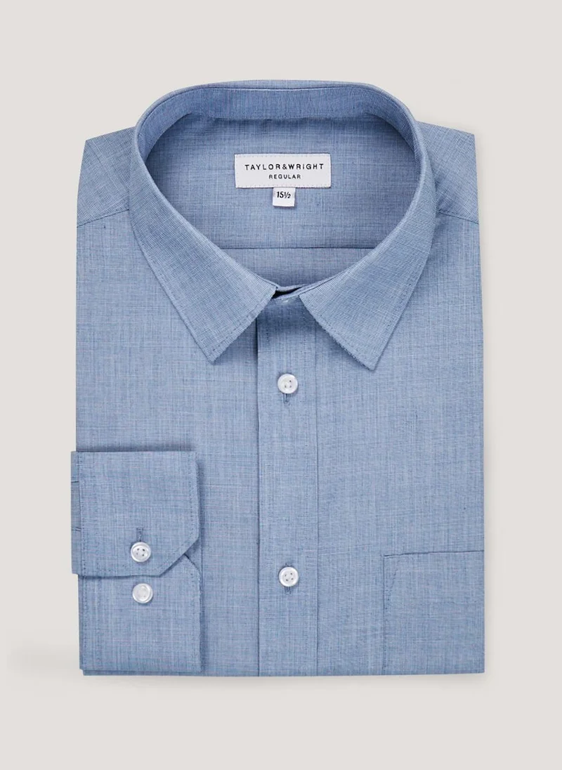 Matalan Taylor & Wright Blue Easy Care Regular Fit Shirt