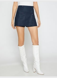KOTON Linen Shorts Skirt Button Detail  - Image 3