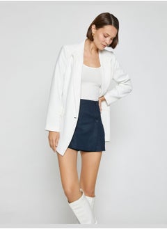 KOTON Linen Shorts Skirt Button Detail  - Image 2
