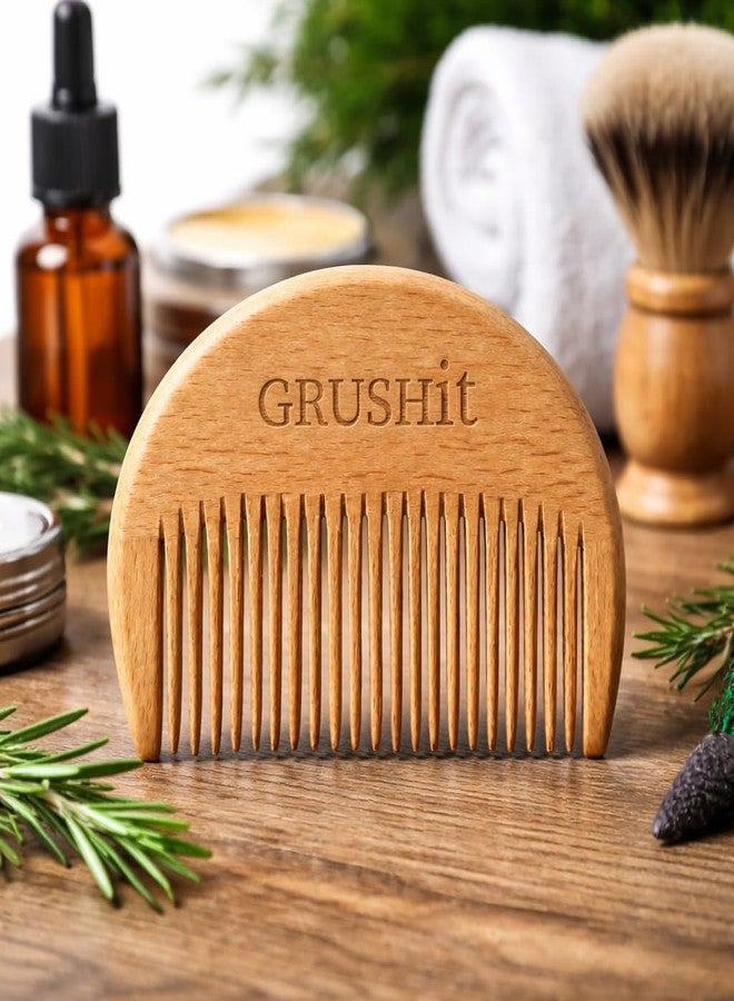 GRUSHit Neem Wood Beard Comb for Men - Anti-Static Wooden Pocket Comb for Mustache Styling & Detangling - Handcrafted Natural Grooming Tool - Compact Travel Size - Image 2