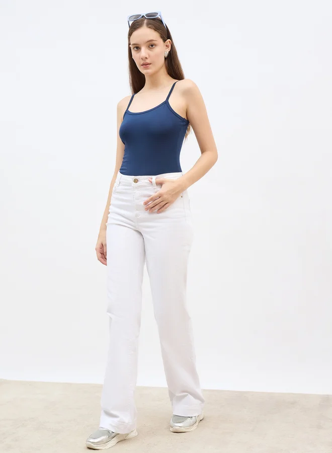 ستايلي Styli Fitted Solid Scoop Neck Strappy Tank