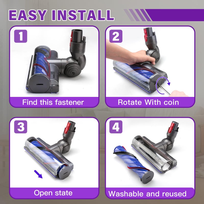 LhhTing Quick-Release Vacuum Head Replacement for Dy-son V7 V8 V10 V11 V15 & V11 Outside Direct Drive Cordless Vacuum, Motor-head Cleaner Head Brush Turbine Tool Attachment SV10 SV11 SV12 SV14 Roller Parts - Image 5