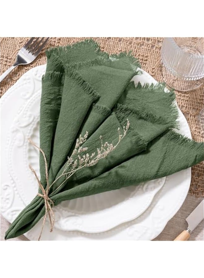 Linen Napkins Green  Spring Cloth Napkins Bulk Washable Cotton Napkins Set of 10 17x17 for Wedding Party Bridal Baby Shower Birthday Table Decorations - Image 2