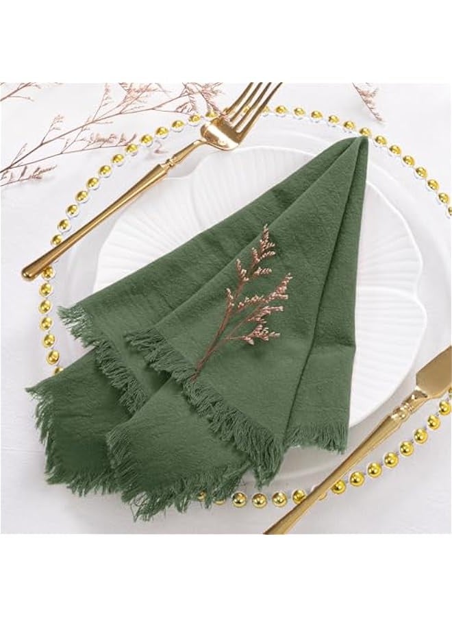Linen Napkins Green  Spring Cloth Napkins Bulk Washable Cotton Napkins Set of 10 17x17 for Wedding Party Bridal Baby Shower Birthday Table Decorations - Image 1