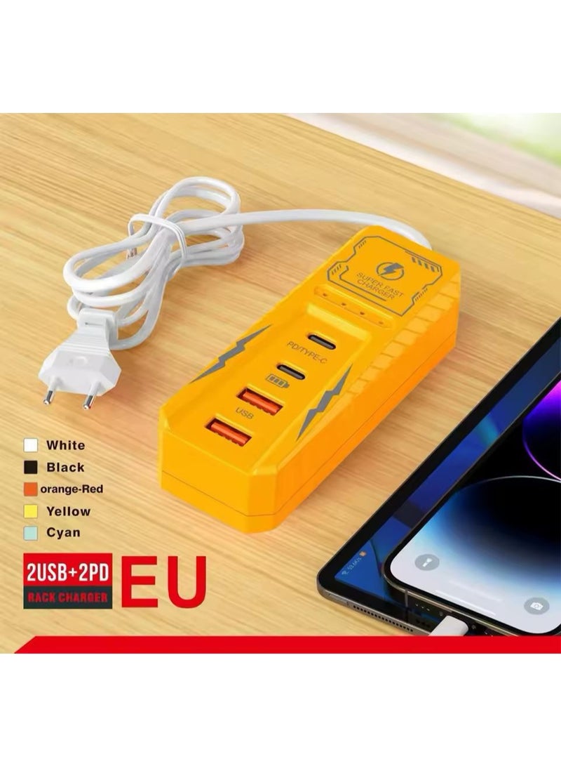 Multiple ports, USB PD fast charging charger socket, USB Type-C power strip charger adapter, EU/US/UK plug. - Image 1