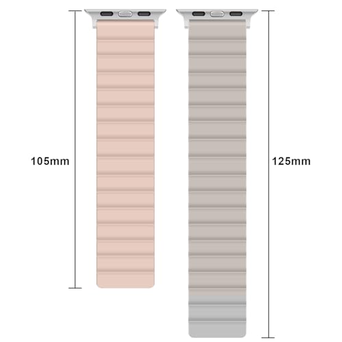 Anlinser Magnetic Bands Compatible with Apple Watch Band 49/46/45 44/42/41/40/38mm, Women Men Double Side Reversible Strap for iWatch Ultra 3-1 Series 11/10/9/8/7-1 SE (42/41/40/38, Starlight/Pink) - Image 5