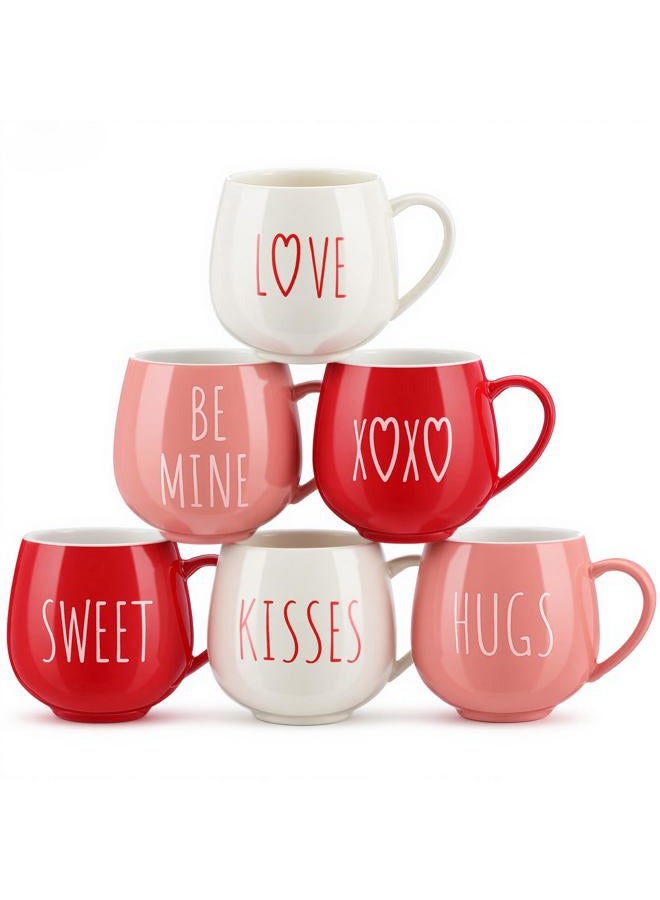 Layhit 6 Pcs Valentine Coffee Mugs 12 oz Valentine Ceramic Mugs Bulk Cute Couple Cups Set for Anniversary Wedding Engagement Birthday Couple Gifts Mom Girlfriend - Image 1