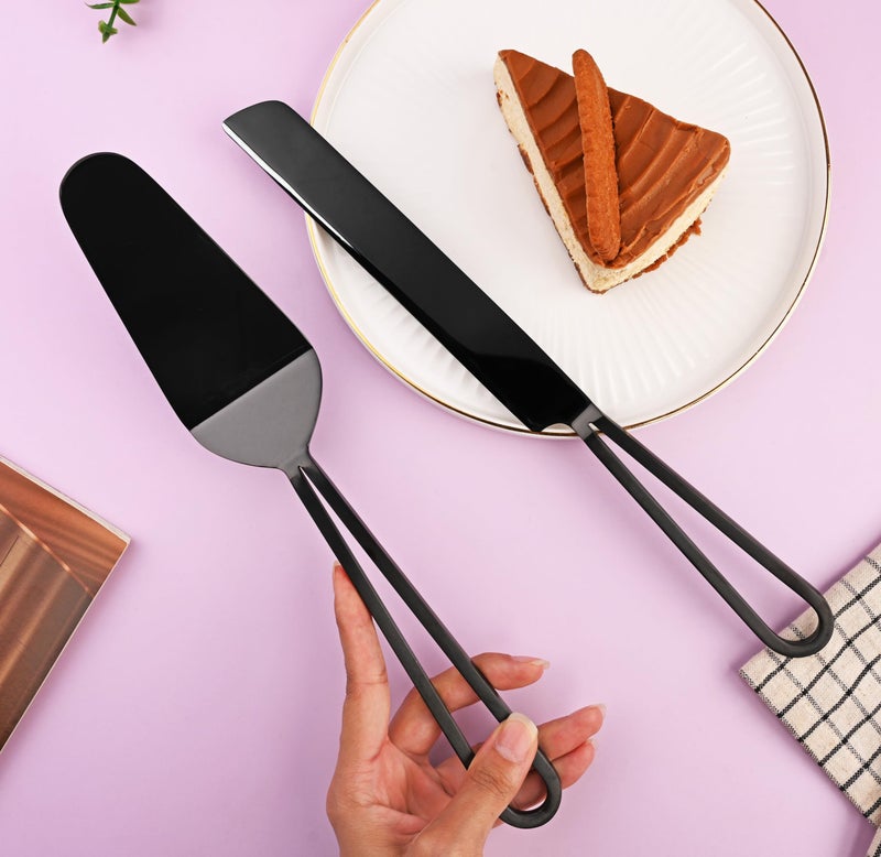 Mirra Ruby Collection - Cake Server & Knives Set of 2 with Luxurious Gift Box (Rose Gold) - Image 4