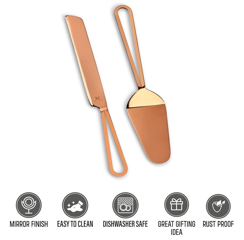 Mirra Ruby Collection - Cake Server & Knives Set of 2 with Luxurious Gift Box (Rose Gold) - Image 5