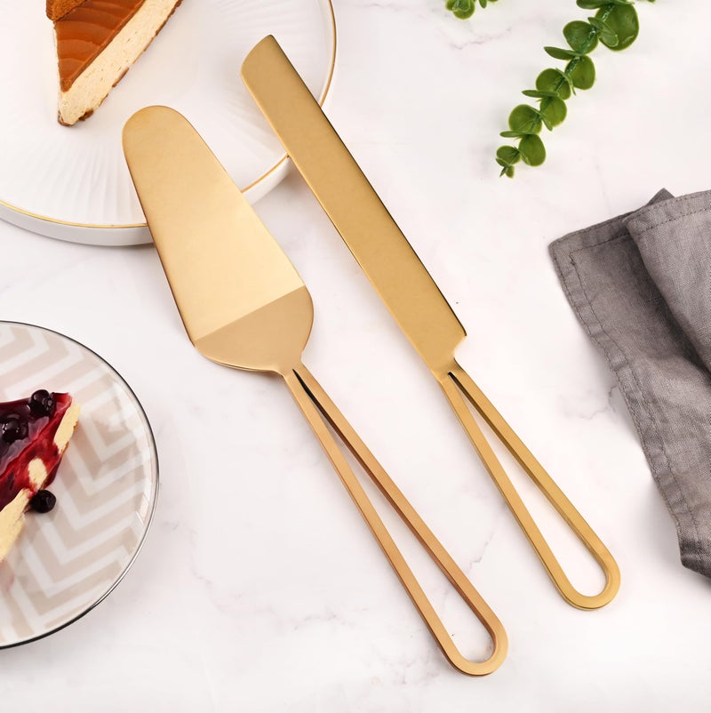 Mirra Ruby Collection - Cake Server & Knives Set of 2 with Luxurious Gift Box (Rose Gold) - Image 3