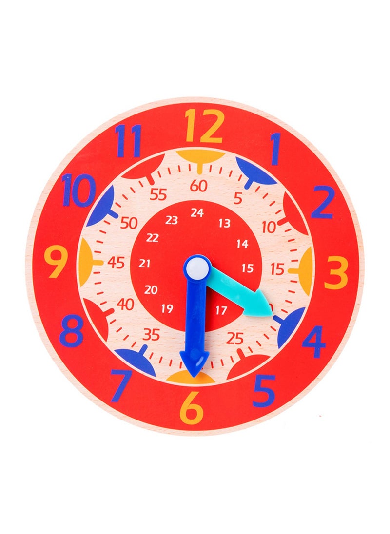 Generic - Big Red Wooden Cognitive Clock Improves Observation Teaching Clock Educational Toy Suitable For 4 To 6 Years Old Children Clock - Image 1
