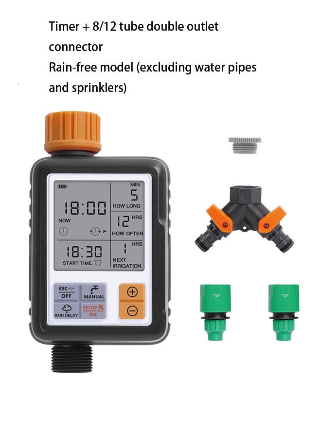 صمام مياه ذكي، مؤقت رشاش تلقائي، مؤقت مياه رقمي، شاشة كبيرة 3 بوصة، IP65 مقاوم للماء للحديقة، نظام سقي الحديقة، جهاز التحكم في الري، مجموعة واسعة من الاستخدامات، المطبخ، الحديقة، المزرعة - Image 1
