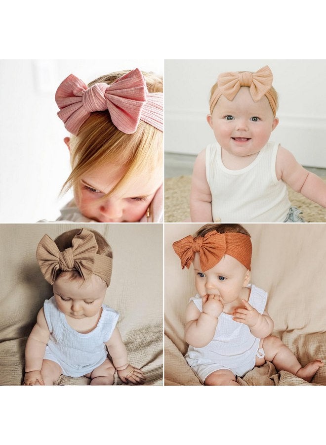 Cupimatch 6 Pieces Baby headbands: Bow design Soft Thread Cotton Solid color Comfort Headband Handmade Hair Newborn Infant Toddlers Kids - Image 3