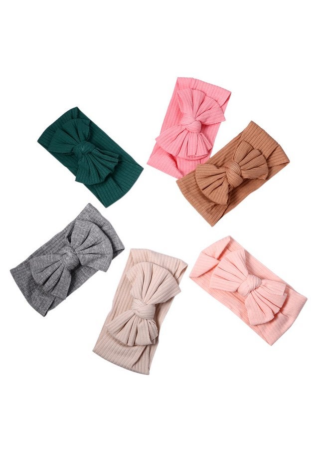Cupimatch 6 Pieces Baby headbands: Bow design Soft Thread Cotton Solid color Comfort Headband Handmade Hair Newborn Infant Toddlers Kids - Image 2