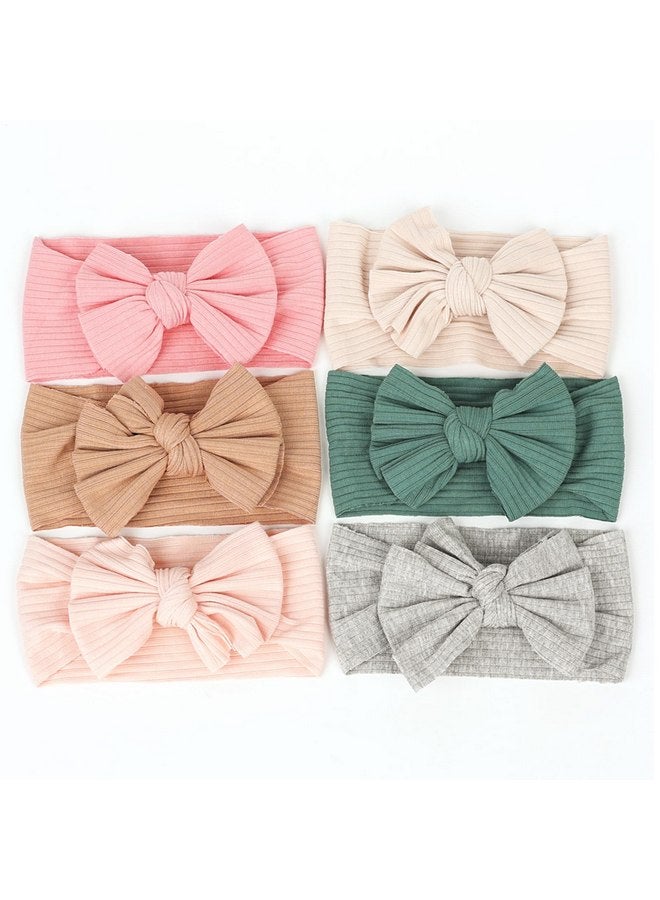 Cupimatch 6 Pieces Baby headbands: Bow design Soft Thread Cotton Solid color Comfort Headband Handmade Hair Newborn Infant Toddlers Kids - Image 5