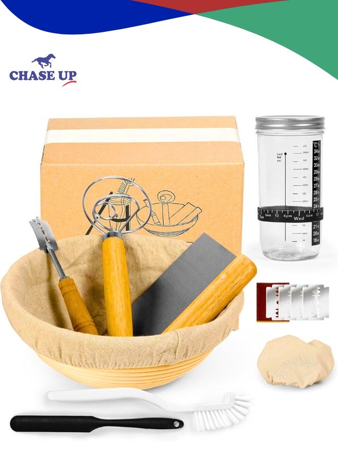 Chase Up Complete Sourdough Bread Starter Kit, Glass Sourdough Starter Jar Kit & Tons of Sourdough Bread Baking Supplies - Image 1