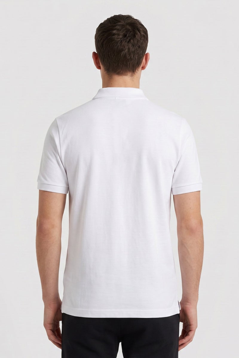 Ellesse Men Regular Fit Solid Short Sleeve Polo Shirt, White - Image 4