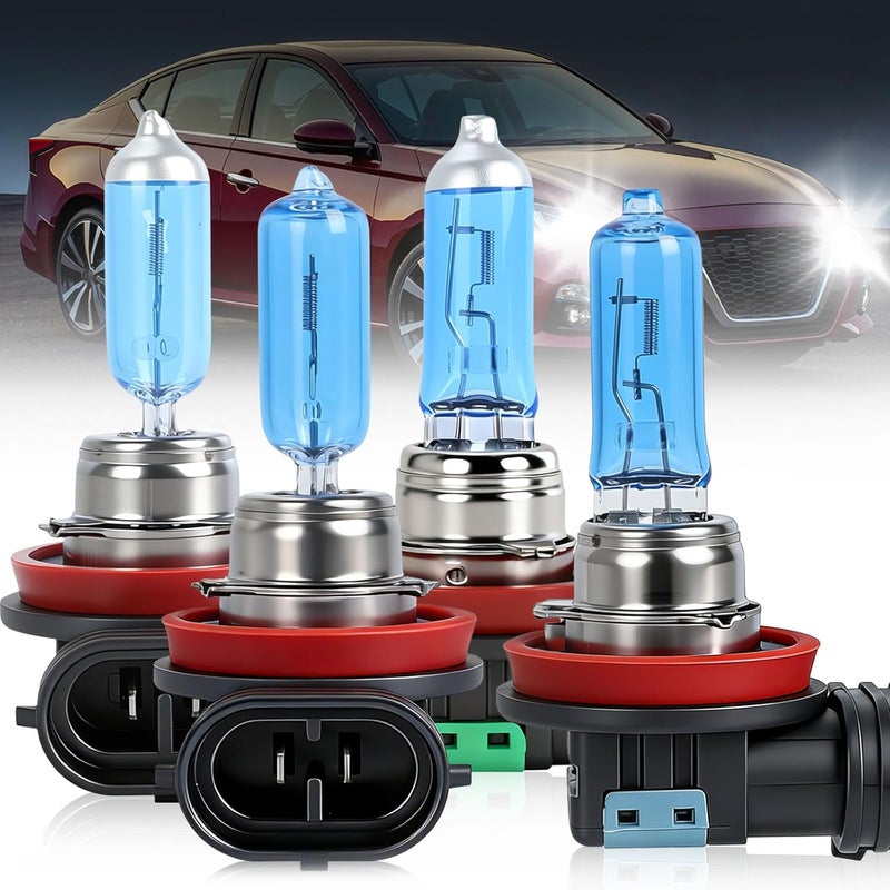 NSDXCT H11 High Performance Halogen Headlight Bulb for Nissan Altima 2007-2018 - 4PCS High Low Beam and Fog Replacement Bulb, 5000K 300% More Brightness - Image 1