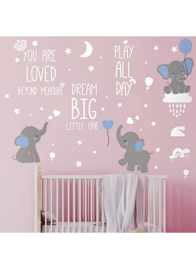 Outus Dream Big Little One Elephant Wall Stickers Baby Room Wall Decals Moon Hot Air Balloon Grey Stars Wall Decals For Nursery Kids Room Living Room Bedroom Decorations Home Decor (Classic Style)  - Image 5