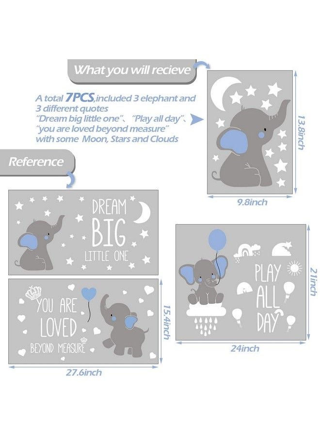 Outus Dream Big Little One Elephant Wall Stickers Baby Room Wall Decals Moon Hot Air Balloon Grey Stars Wall Decals For Nursery Kids Room Living Room Bedroom Decorations Home Decor (Classic Style)  - Image 4