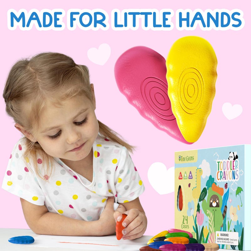 TinyGeeks 24 Water Drop Crayons - Non Toxic Crayons for Toddlers - Washable, Easy To Hold - For Toddlers, Kids Ages 3-8 - Ergonomic Shape - Image 2