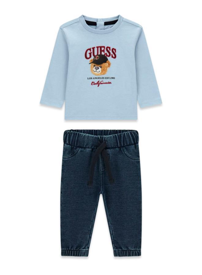 GUESS Kids Set Long Sleeve  T-Shirt + Knit Denim Pants - Image 1