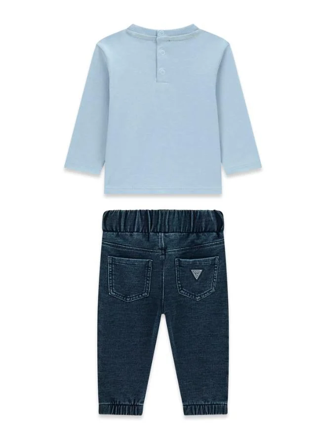 Guess Kids Set Long Sleeve  T-Shirt + Knit Denim Pants