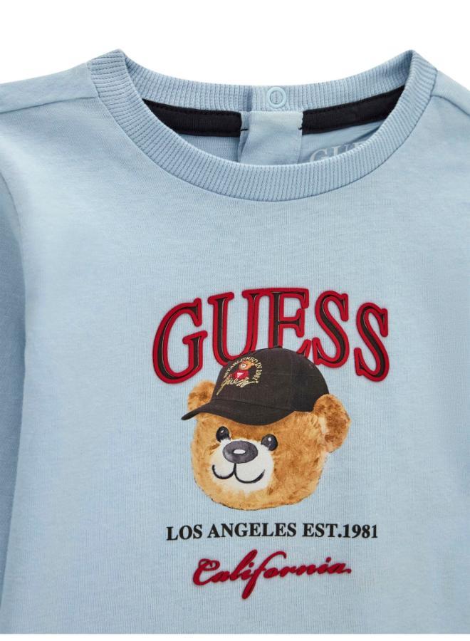 GUESS Kids Set Long Sleeve  T-Shirt + Knit Denim Pants - Image 3