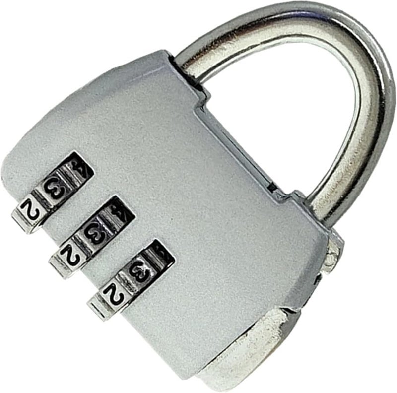 Yosoo Heavy Duty Zinc Alloy Combination Padlock for Suitcase Luggage Locker Security Silver White - Image 2