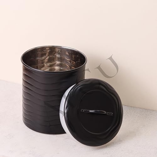 ALCU Matte Black Powder Coated Steel Kitchen Storage Canister Set – Large, Medium, Small & Extra Small, Kitchen Container Set, Airtight Jars, Storage Boxes, Canisters Set for Kitchens (Set of 4) - Image 2