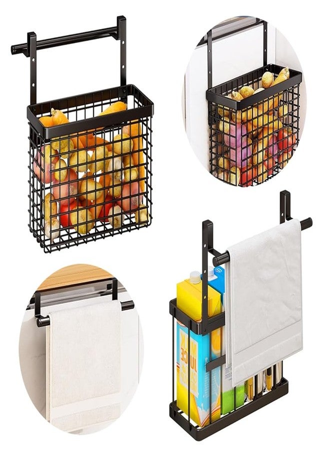 Supvox® Under Sink Kitchen Organizer Basket for Cabinet Door Hanging Kitchen Organizer Basket with Towel Bar Carbon Steel Hanging Basket Door Back Organizer Basket Shower Caddy - Image 1