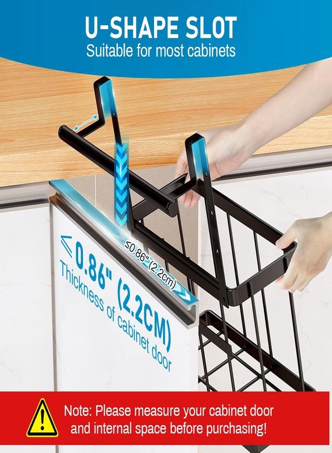 Supvox® Under Sink Kitchen Organizer Basket for Cabinet Door Hanging Kitchen Organizer Basket with Towel Bar Carbon Steel Hanging Basket Door Back Organizer Basket Shower Caddy - Image 3
