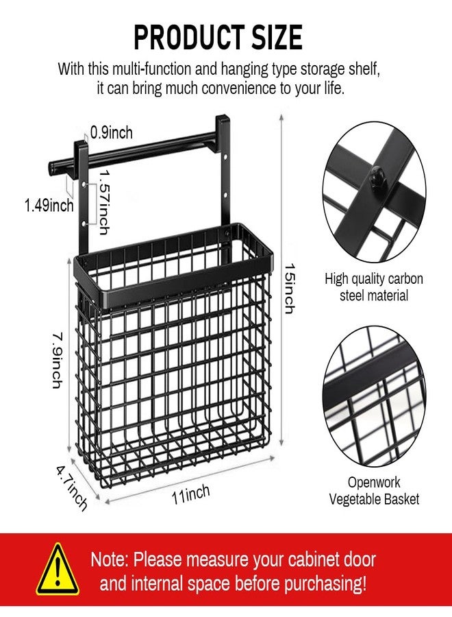 Supvox® Under Sink Kitchen Organizer Basket for Cabinet Door Hanging Kitchen Organizer Basket with Towel Bar Carbon Steel Hanging Basket Door Back Organizer Basket Shower Caddy - Image 2