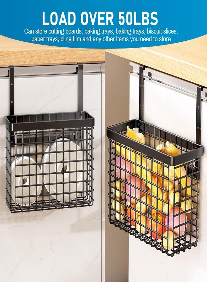 Supvox® Under Sink Kitchen Organizer Basket for Cabinet Door Hanging Kitchen Organizer Basket with Towel Bar Carbon Steel Hanging Basket Door Back Organizer Basket Shower Caddy - Image 5