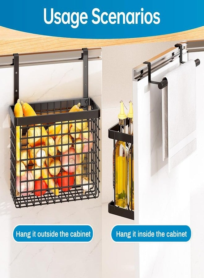 Supvox® Under Sink Kitchen Organizer Basket for Cabinet Door Hanging Kitchen Organizer Basket with Towel Bar Carbon Steel Hanging Basket Door Back Organizer Basket Shower Caddy - Image 4
