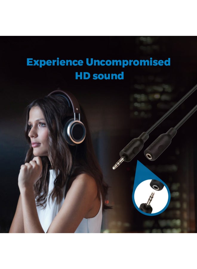 Philips 3.5mm Headphone Extension Cable, High-Purity Copper Conductor, 1.5m Lenhth, AUX Compatible, Ergonomic Non-Slip Grip, Stable And Reliable Audio Connection - black - Image 3