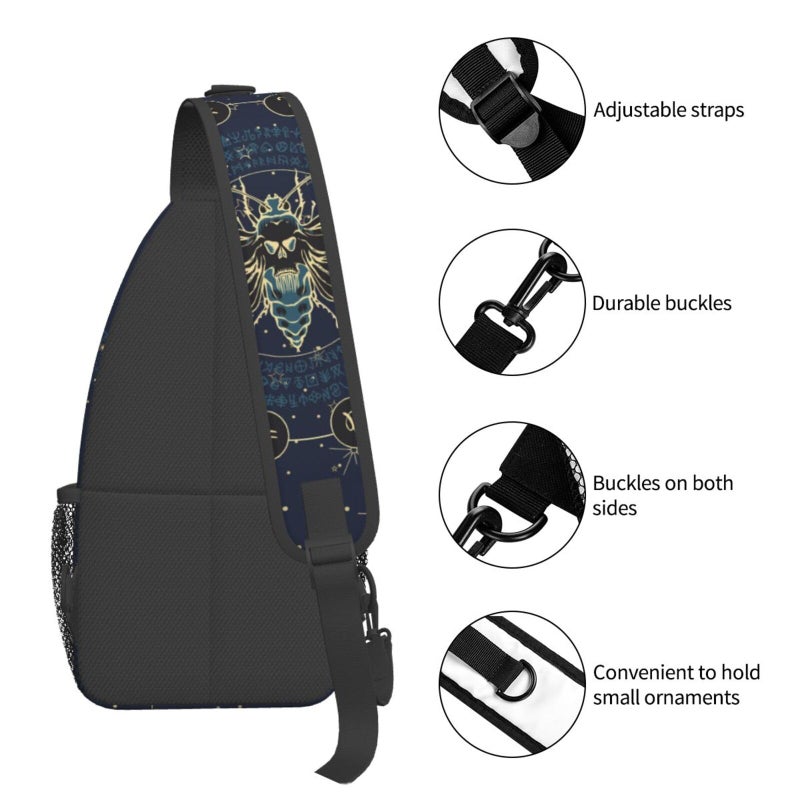 Betyiwling Moth And Moon Sling Backpack Unisex Crossbody Chest Bag Shoulder Chest Bag For Women Men Hiking Travel - Image 4