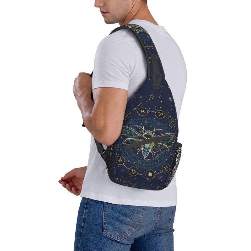 Betyiwling Moth And Moon Sling Backpack Unisex Crossbody Chest Bag Shoulder Chest Bag For Women Men Hiking Travel - Image 3