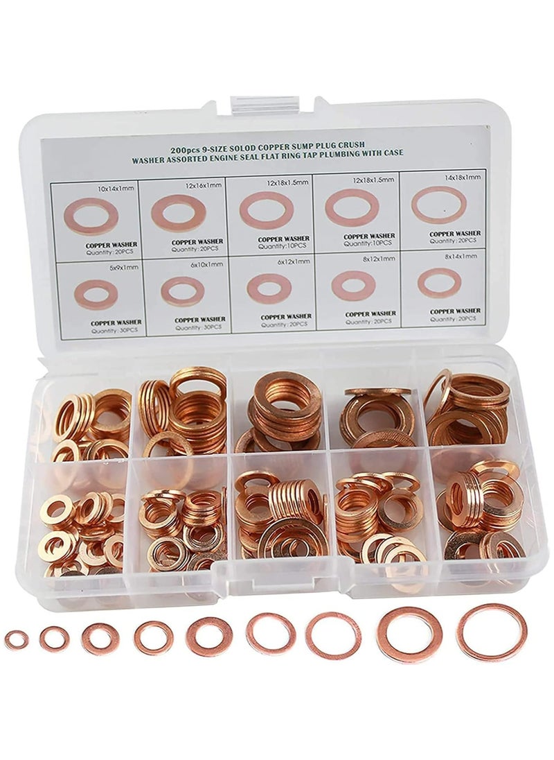 Oasisgalore Crush Washer, Copper Washers Assortment Set Suitable for All Types of Engines  - Image 1