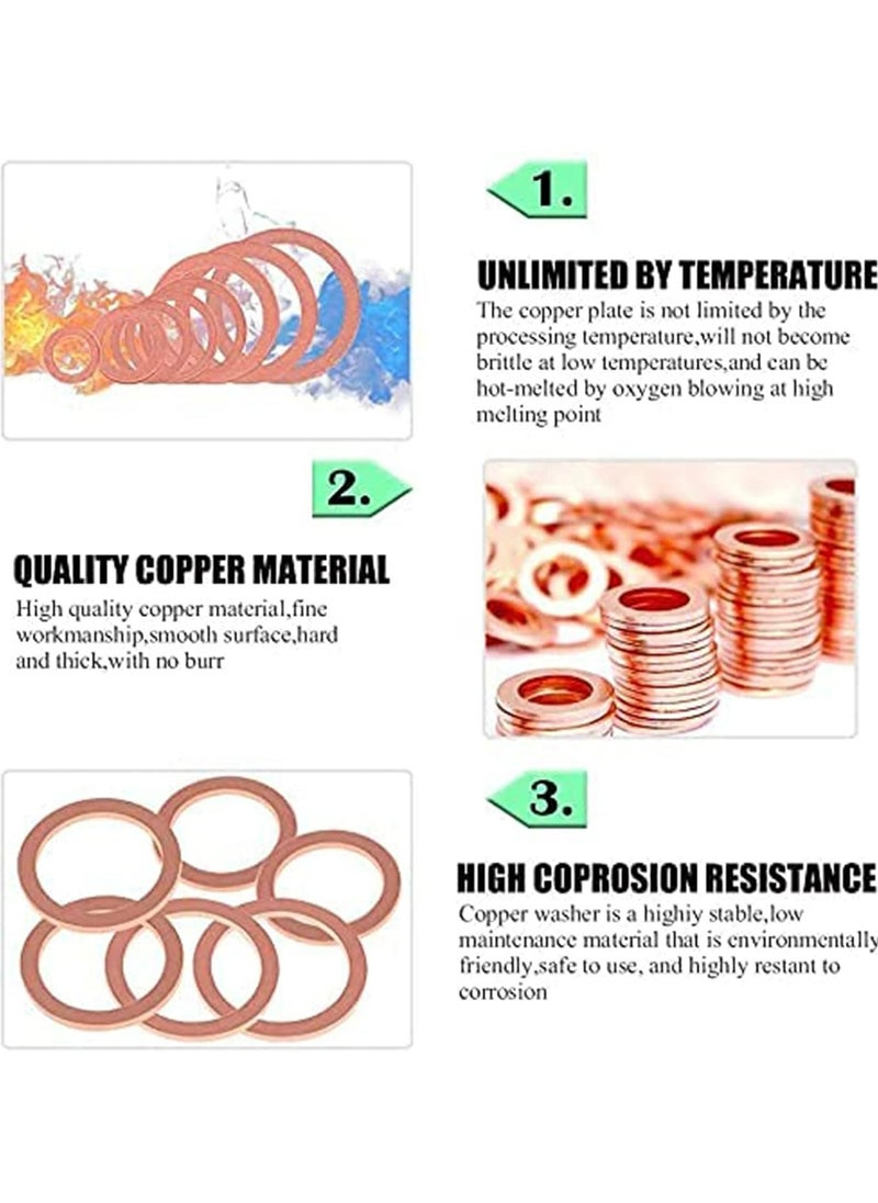 Oasisgalore Crush Washer, Copper Washers Assortment Set Suitable for All Types of Engines  - Image 5