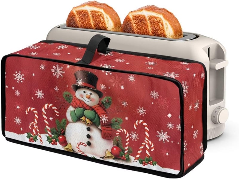 ZDCUSTOM Waterproof Toaster Covers with Handle Candy Snowman Foldable Protector Compatible with 2 Slice Long Slot Toasters Machine-Washable Bread Machine Cover for Compact Kitchen Decor - Image 1